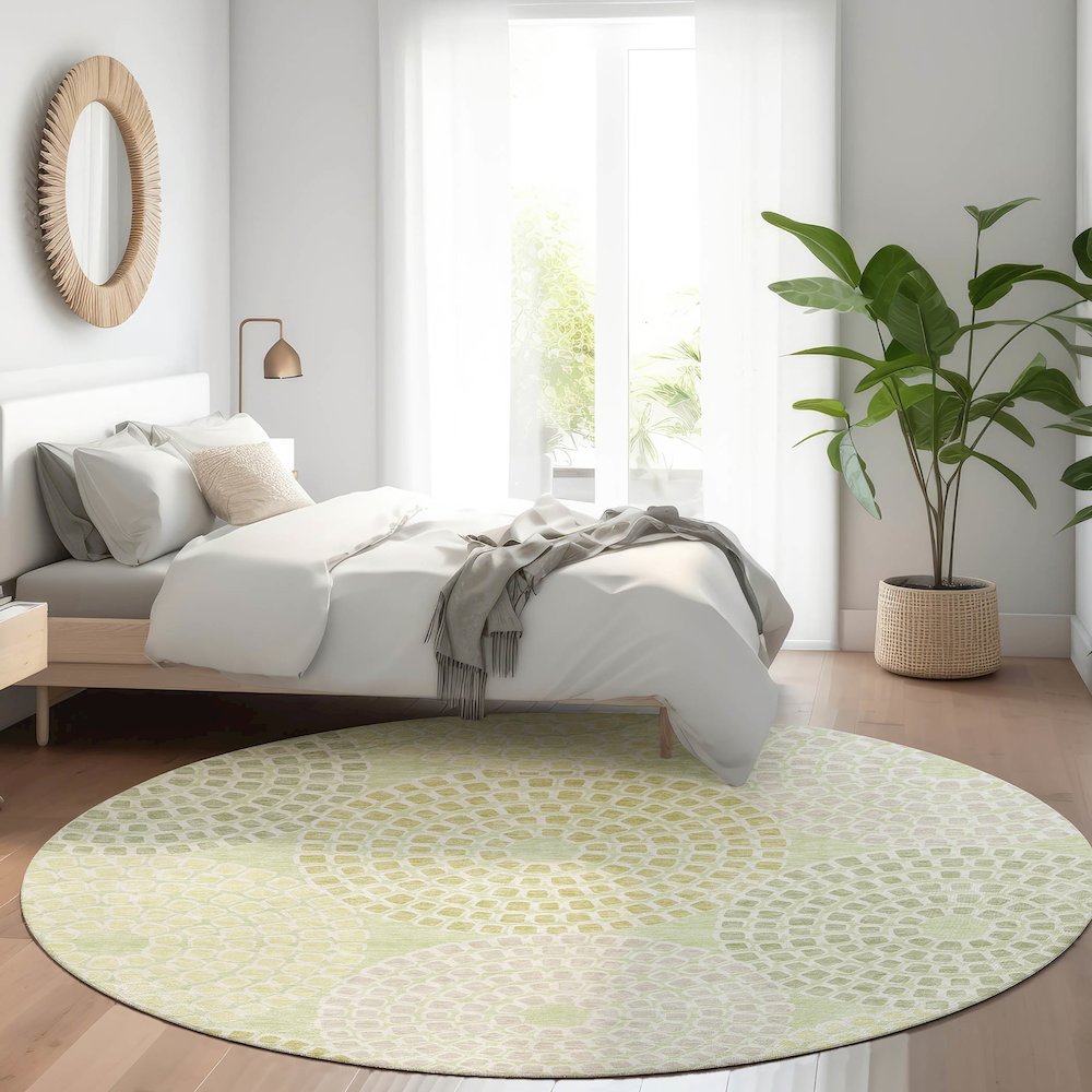Premium Machine Washable Mayfield AMF882 Mint 8' x 8' Round Rug. Picture 5