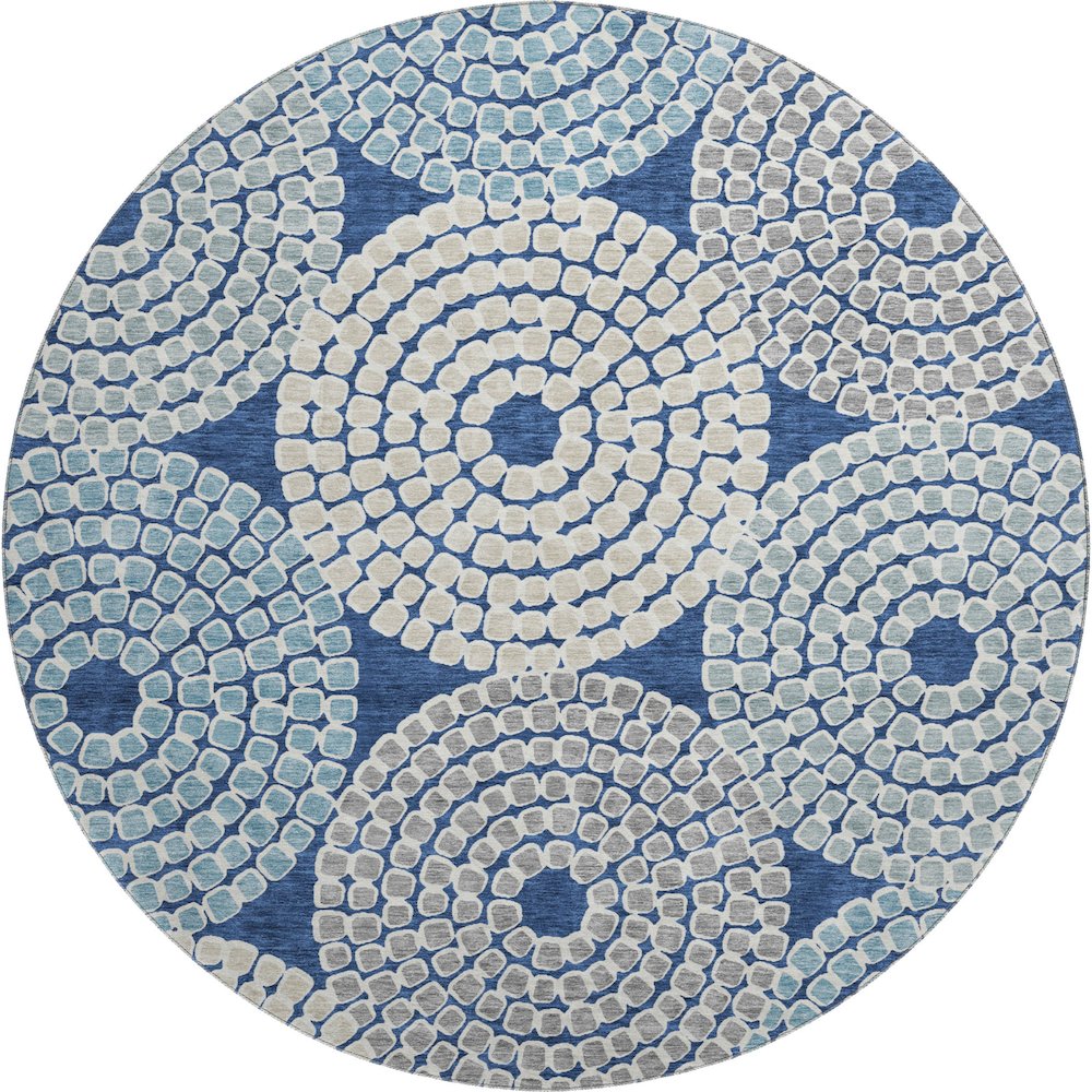 Premium Machine Washable Mayfield AMF882 Navy 8' x 8' Round Rug. Picture 1