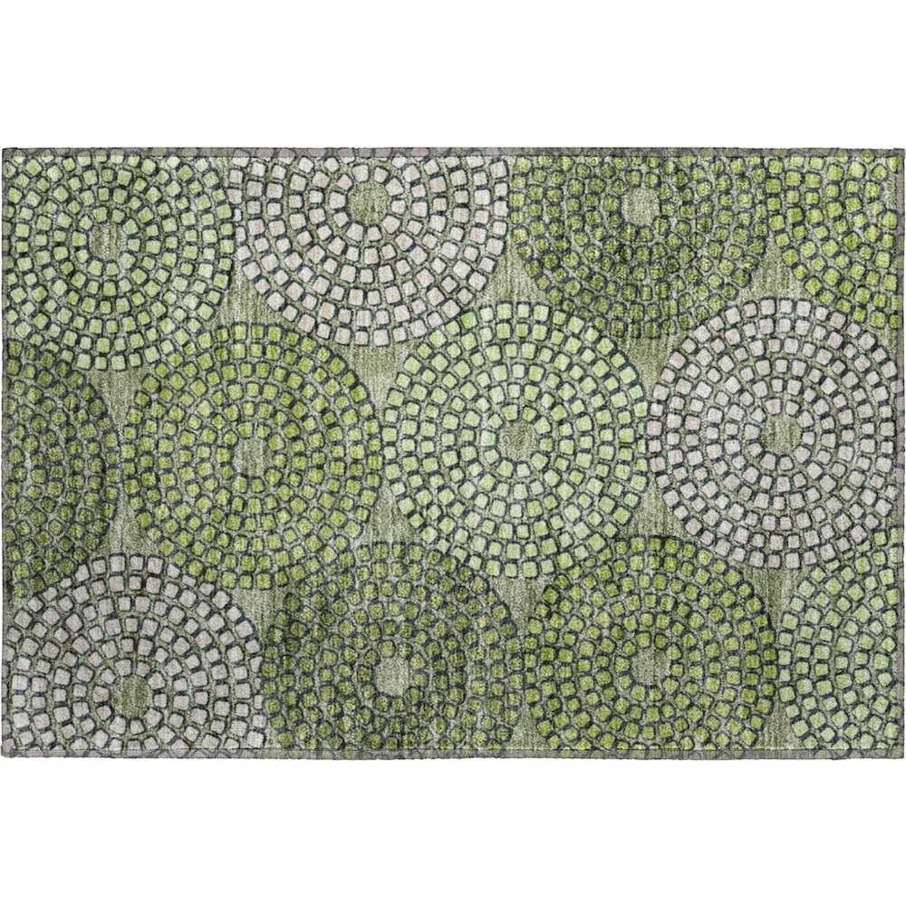 Premium Machine Washable Mayfield AMF882 Olive 1'8" x 2'6" Rug. Picture 1