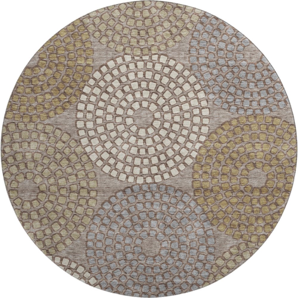 Premium Machine Washable Mayfield AMF882 Taupe 8' x 8' Round Rug. Picture 1