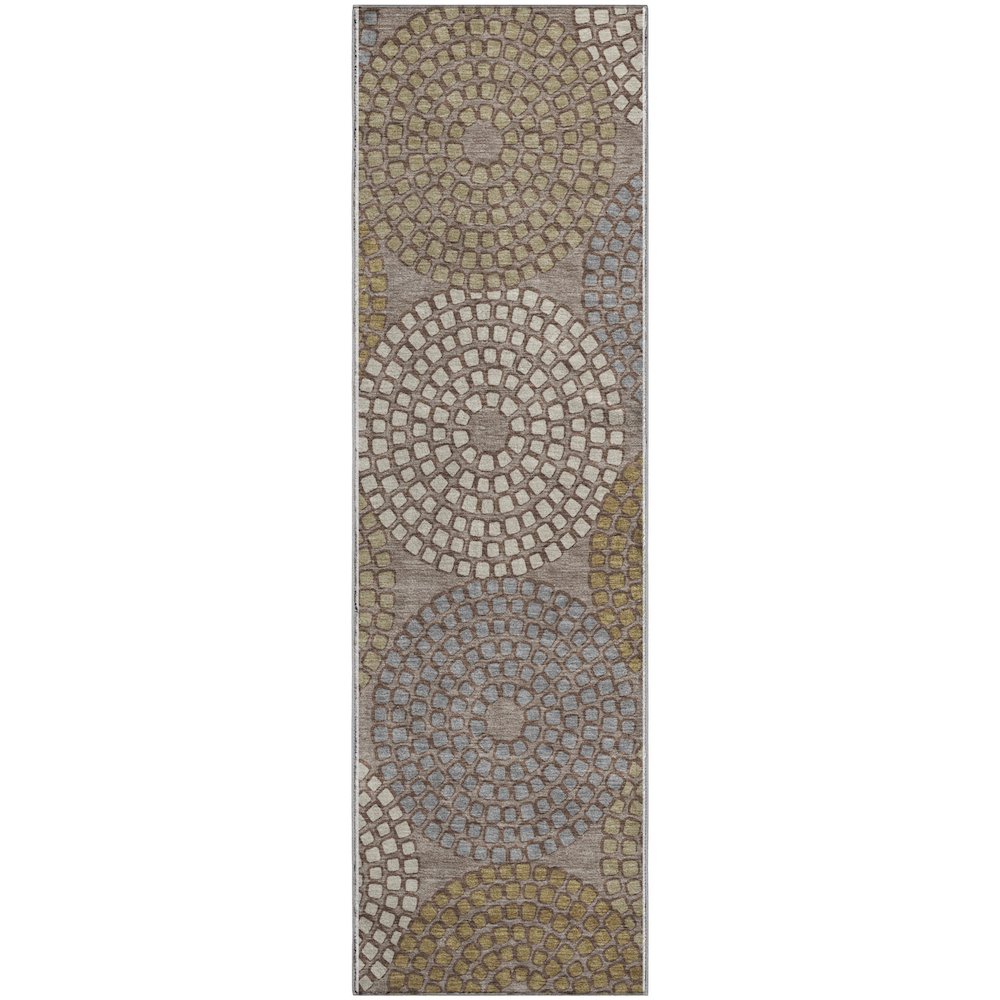Premium Machine Washable Mayfield AMF882 Taupe 2'3" x 7'6" Runner Rug. Picture 1