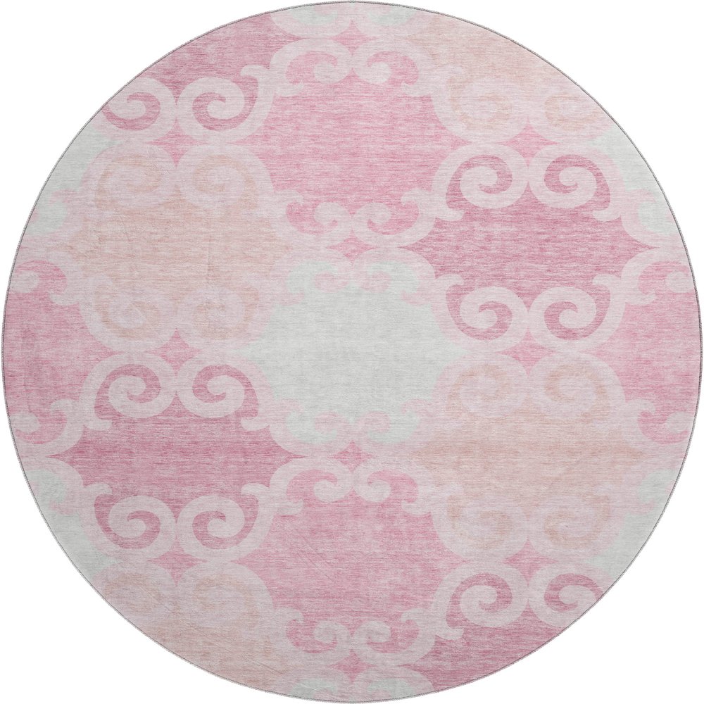 Premium Machine Washable Mayfield AMF883 Pink 8' x 8' Round Rug. Picture 1