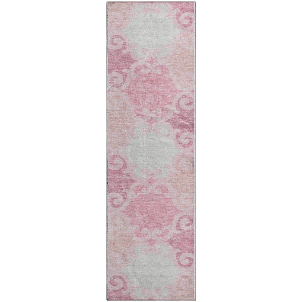Premium Machine Washable Mayfield AMF883 Pink 2'3" x 7'6" Runner Rug. Picture 1