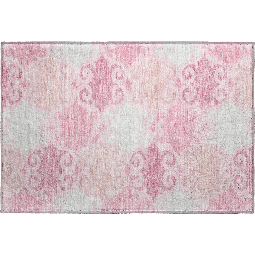 Premium Machine Washable Mayfield AMF883 Pink 1'8" x 2'6" Rug. Picture 1