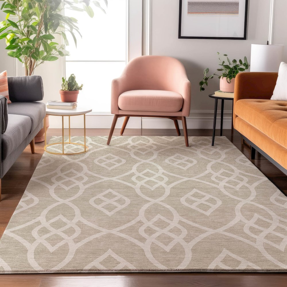 Premium Machine Washable Mayfield AMF884 Beige 2'6" x 3'10" Rug. Picture 5