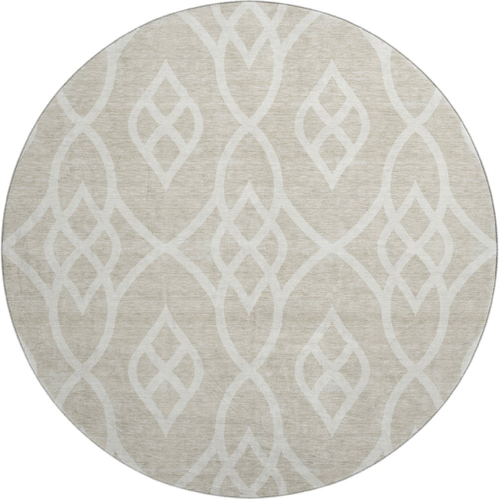 Premium Machine Washable Mayfield AMF884 Beige 8' x 8' Round Rug. Picture 1