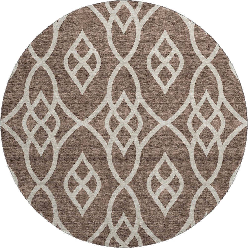 Premium Machine Washable Mayfield AMF884 Chocolate 8' x 8' Round Rug. Picture 1