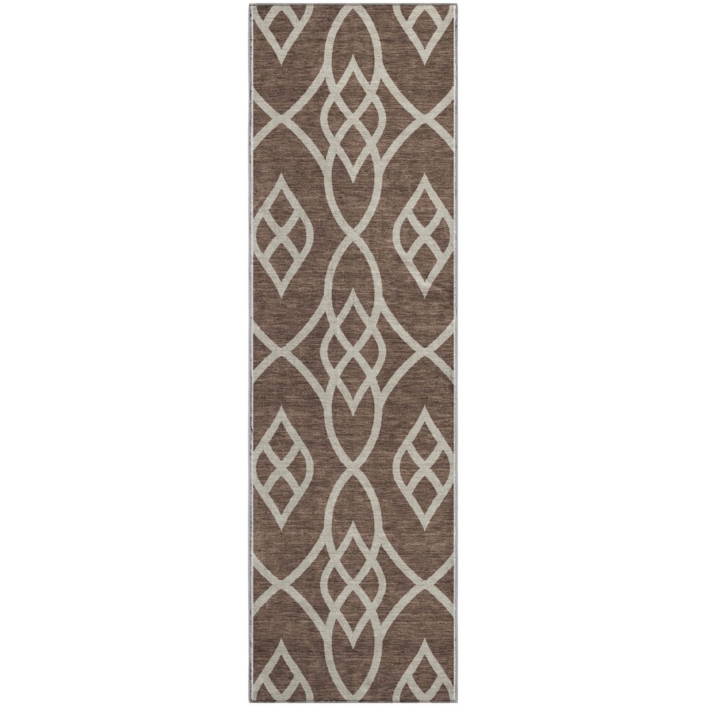 Premium Machine Washable Mayfield AMF884 Chocolate 2'3" x 7'6" Runner Rug. Picture 1