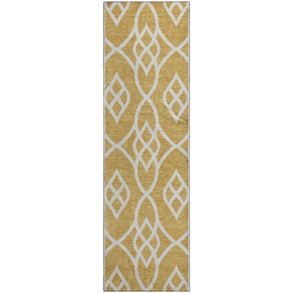 Premium Machine Washable Mayfield AMF884 Gold 2'3" x 7'6" Runner Rug. Picture 1