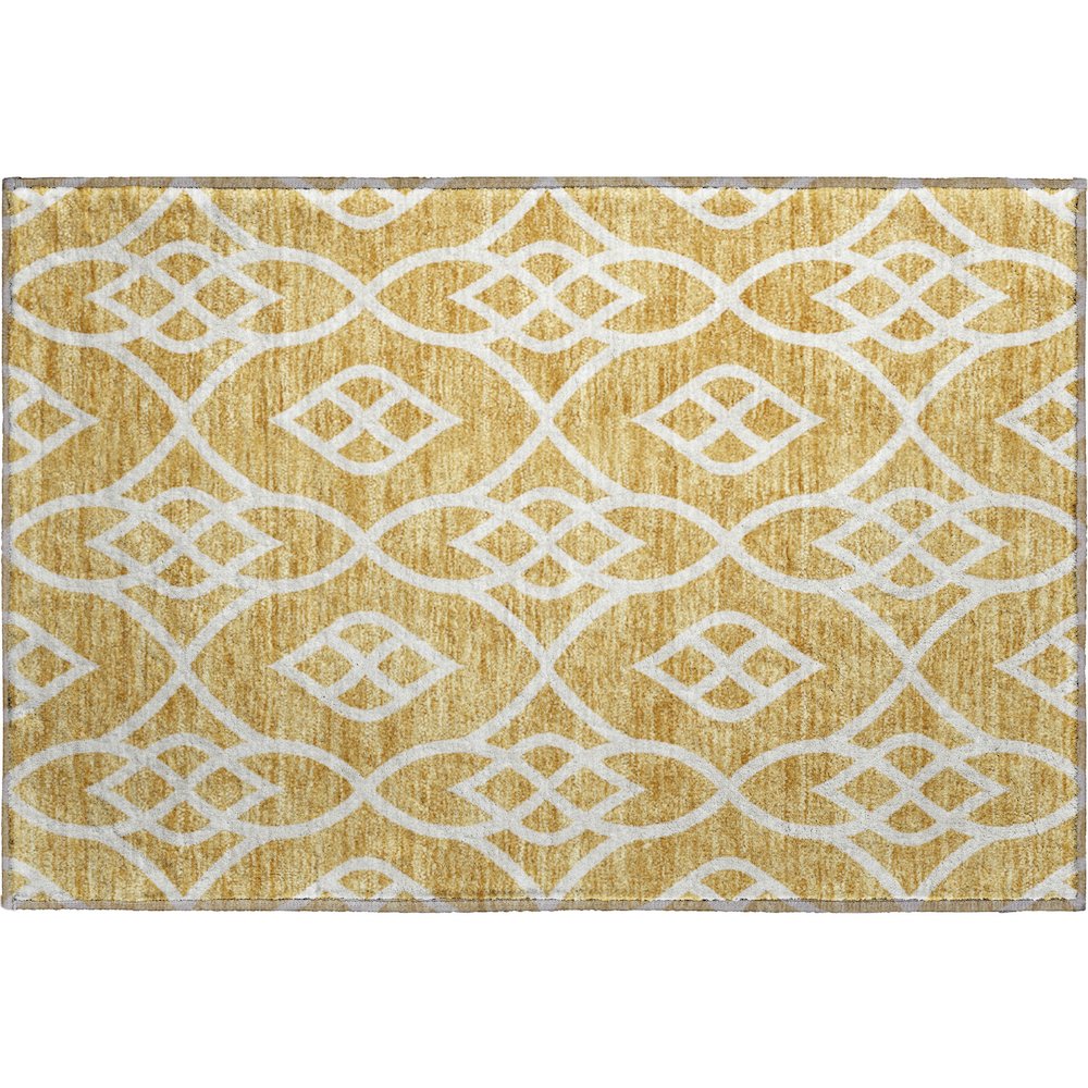 Premium Machine Washable Mayfield AMF884 Gold 1'8" x 2'6" Rug. Picture 1