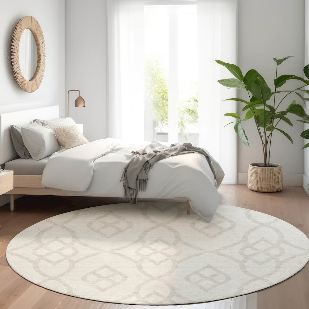 Premium Machine Washable Mayfield AMF884 Ivory 8' x 8' Round Rug. Picture 5