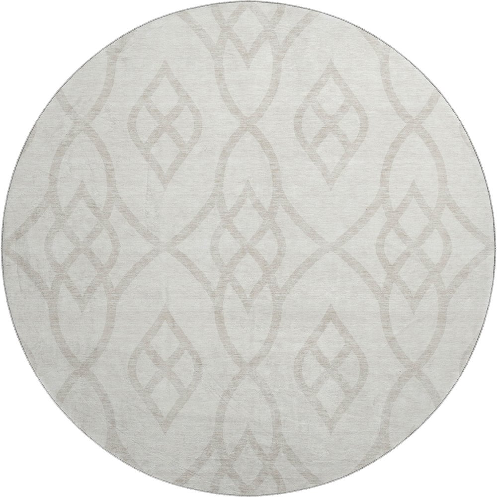 Premium Machine Washable Mayfield AMF884 Ivory 8' x 8' Round Rug. Picture 1