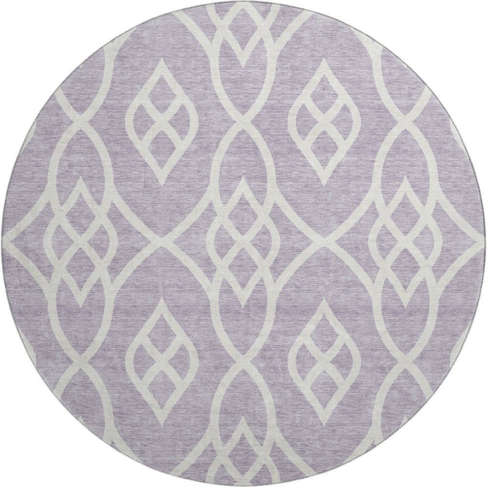Premium Machine Washable Mayfield AMF884 Lavender 8' x 8' Round Rug. Picture 1