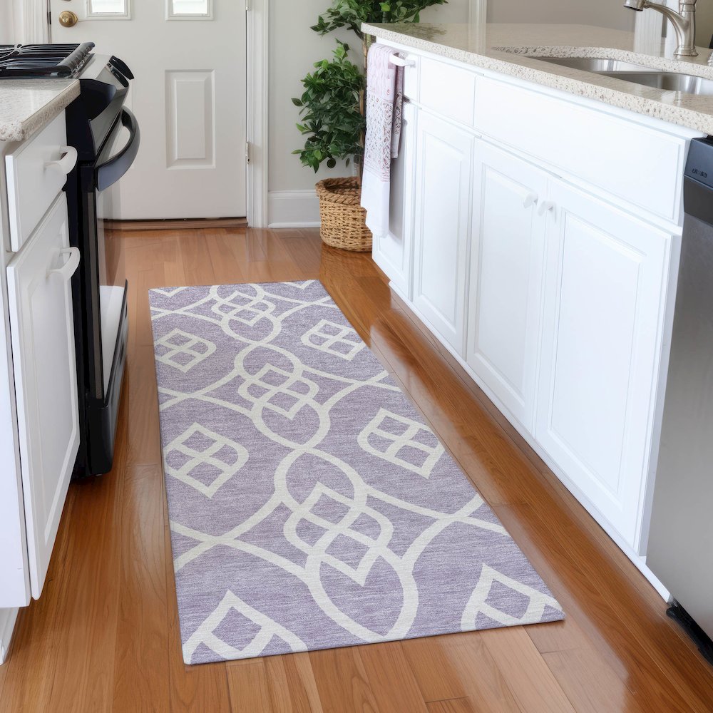 Premium Machine Washable Mayfield AMF884 Lavender 2'3" x 7'6" Runner Rug. Picture 5