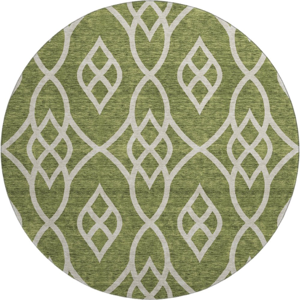Premium Machine Washable Mayfield AMF884 Olive 8' x 8' Round Rug. Picture 1