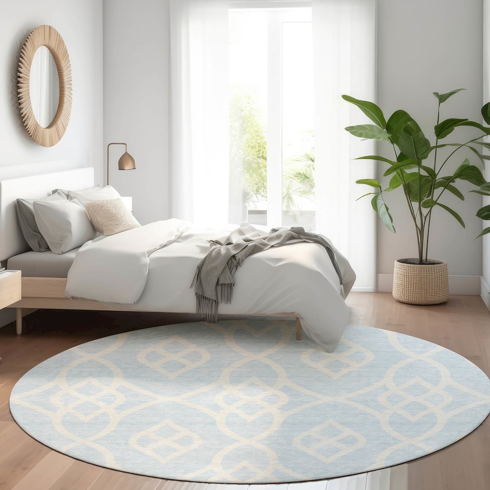 Premium Machine Washable Mayfield AMF884 Sky 8' x 8' Round Rug. Picture 5
