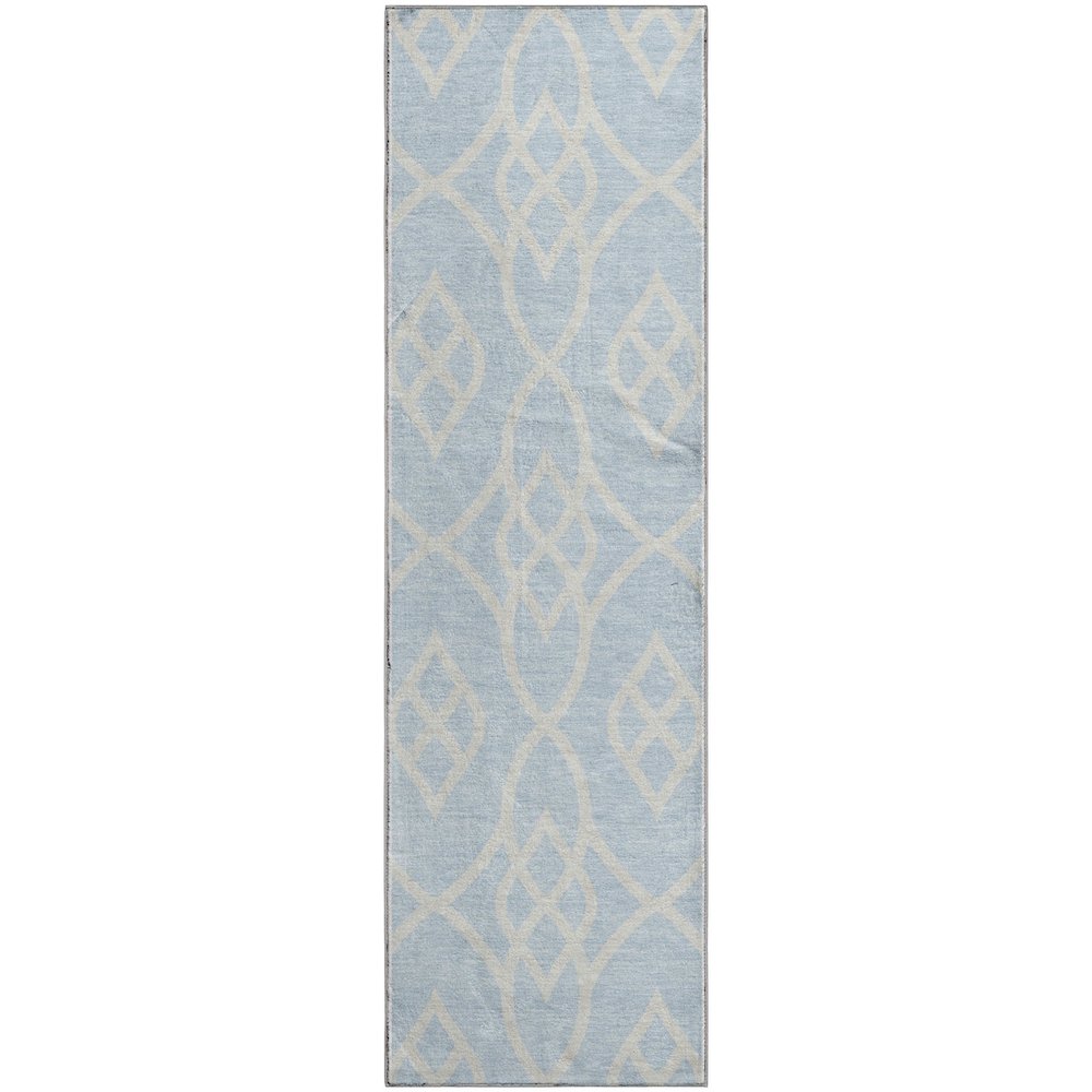 Premium Machine Washable Mayfield AMF884 Sky 2'3" x 7'6" Runner Rug. Picture 1