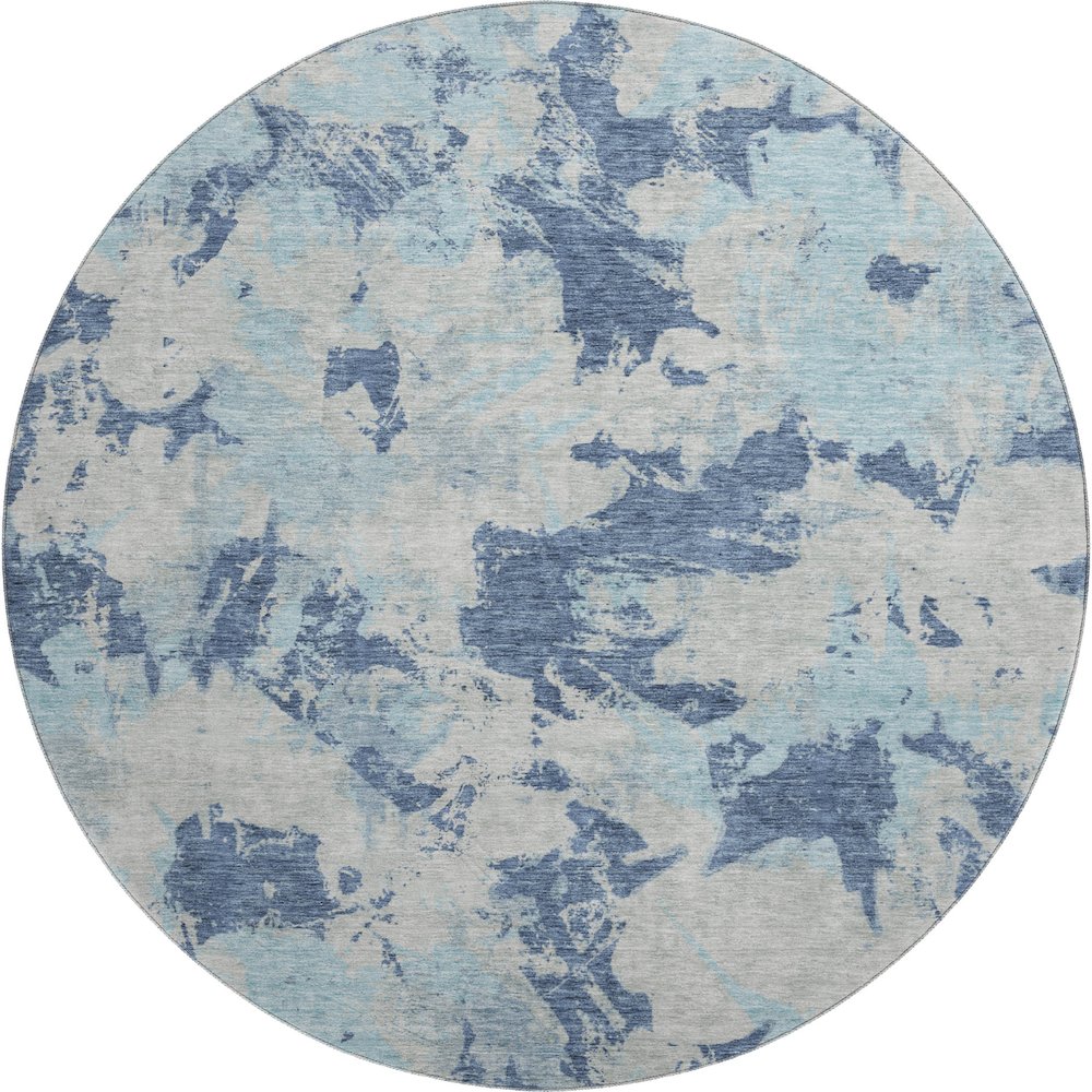 Premium Machine Washable Mayfield AMF885 Navy 8' x 8' Round Rug. Picture 1