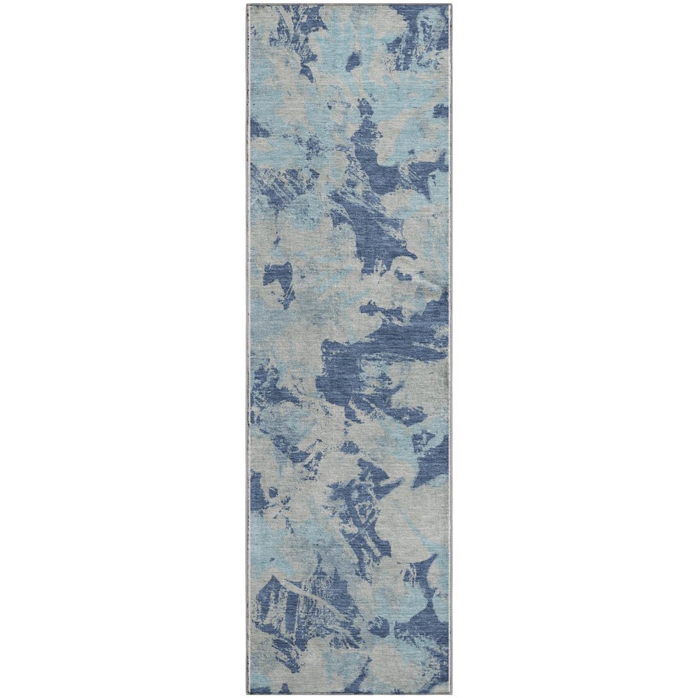 Premium Machine Washable Mayfield AMF885 Navy 2'3" x 7'6" Runner Rug. Picture 1