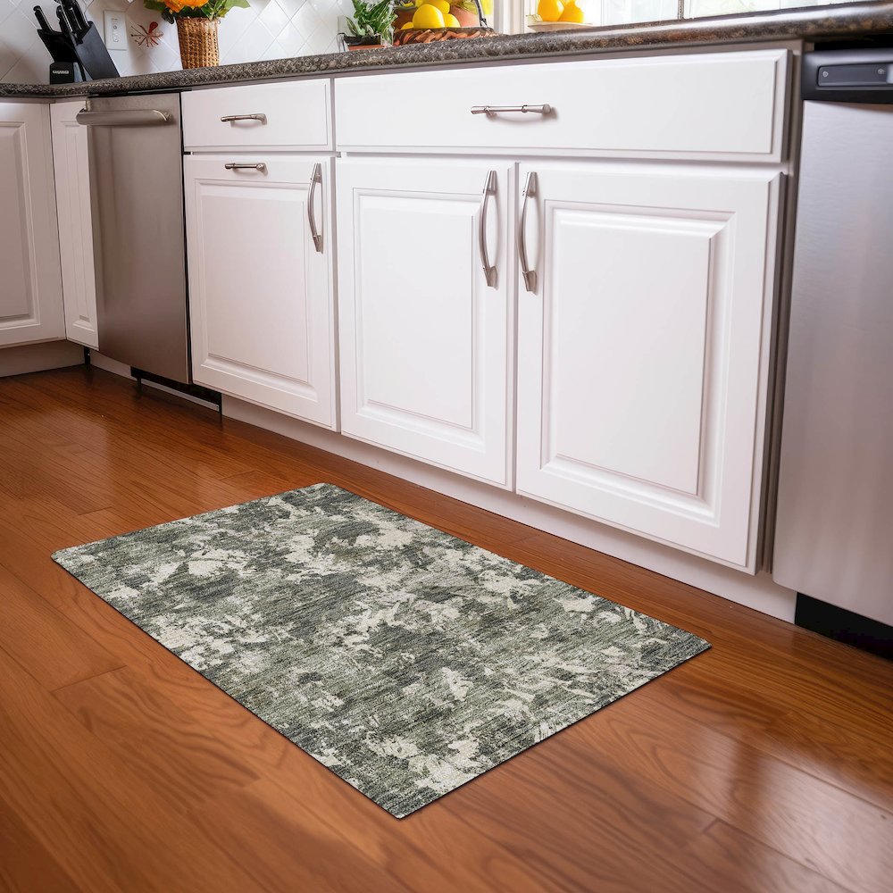 Premium Machine Washable Mayfield AMF885 Olive 1'8" x 2'6" Rug. Picture 5