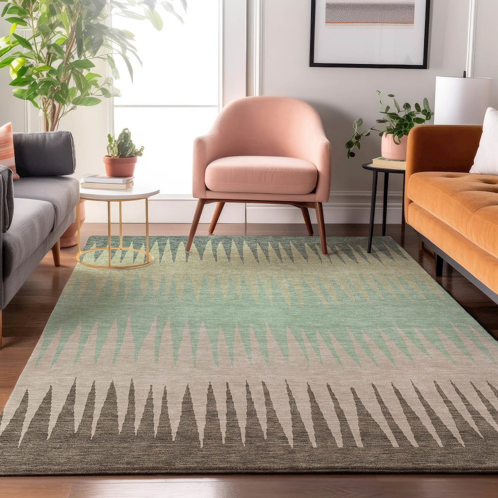 Premium Machine Washable Mayfield AMF886 Aloe 2'6" x 3'10" Rug. Picture 5