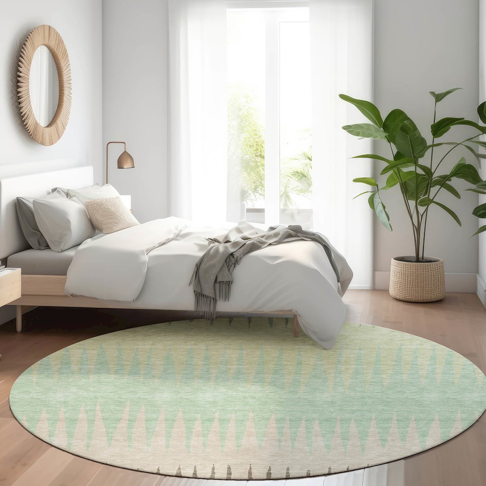 Premium Machine Washable Mayfield AMF886 Aloe 8' x 8' Round Rug. Picture 5