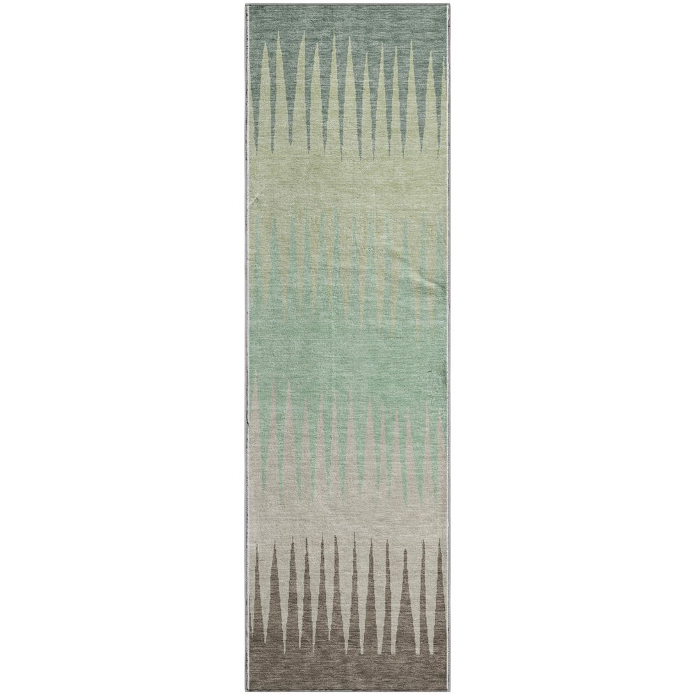 Premium Machine Washable Mayfield AMF886 Aloe 2'3" x 7'6" Runner Rug. Picture 1