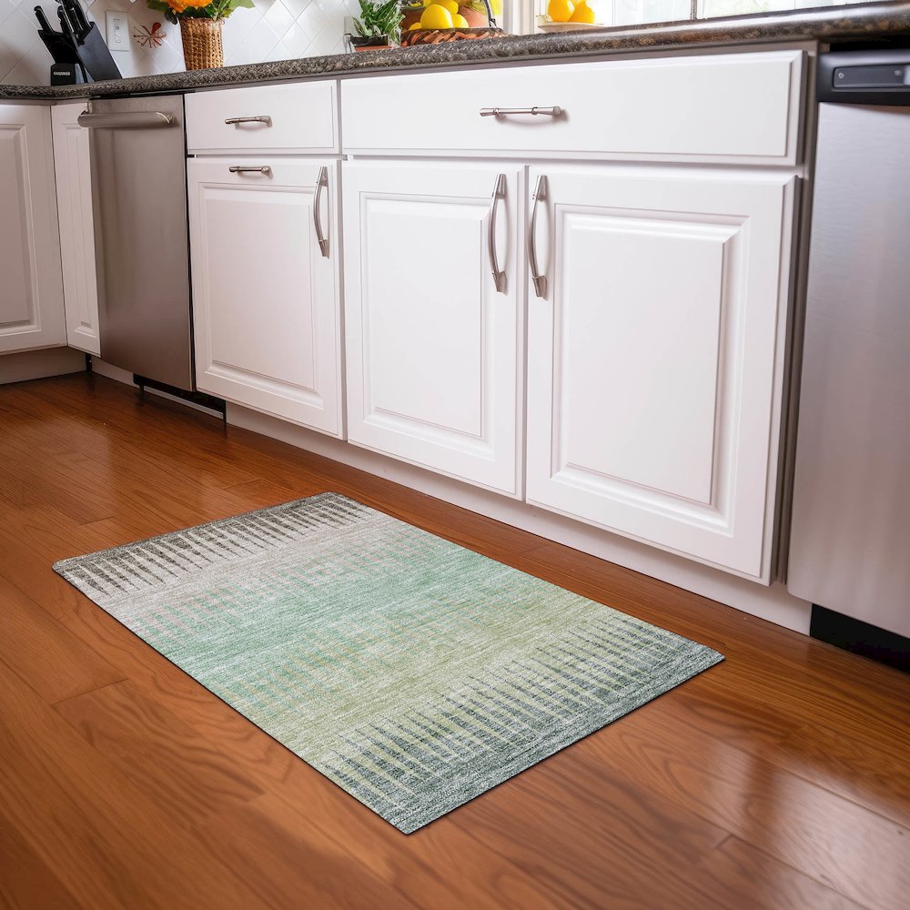 Premium Machine Washable Mayfield AMF886 Aloe 1'8" x 2'6" Rug. Picture 5