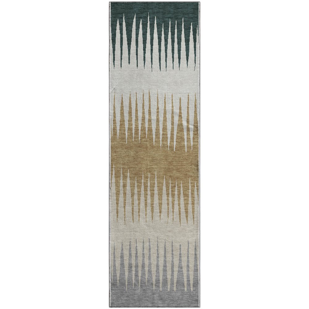 Premium Machine Washable Mayfield AMF886 Charcoal 2'3" x 7'6" Runner Rug. Picture 1