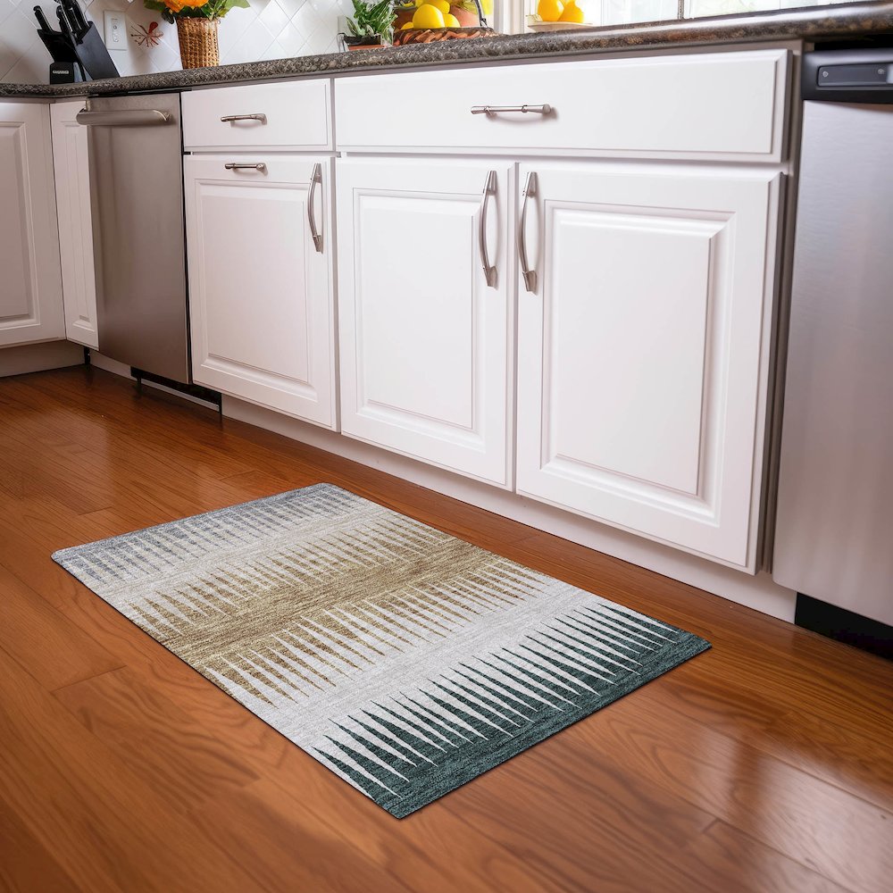 Premium Machine Washable Mayfield AMF886 Charcoal 1'8" x 2'6" Rug. Picture 5