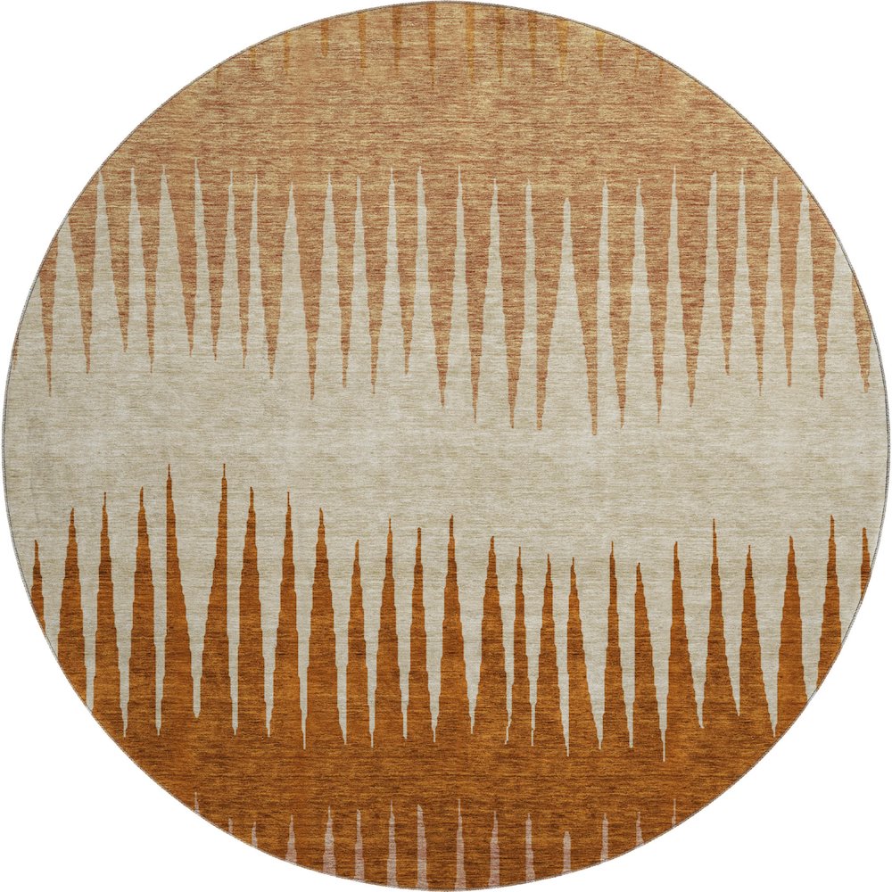 Premium Machine Washable Mayfield AMF886 Copper 8' x 8' Round Rug. Picture 1
