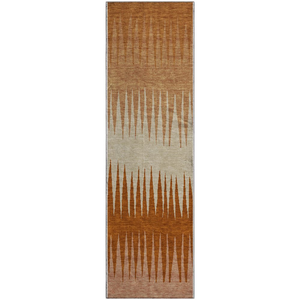 Premium Machine Washable Mayfield AMF886 Copper 2'3" x 7'6" Runner Rug. Picture 1