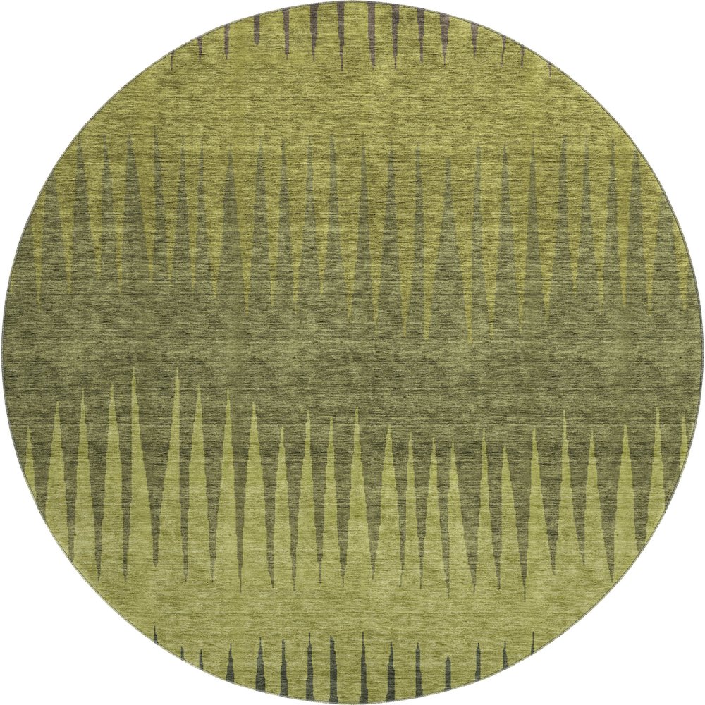 Premium Machine Washable Mayfield AMF886 Olive 8' x 8' Round Rug. Picture 1