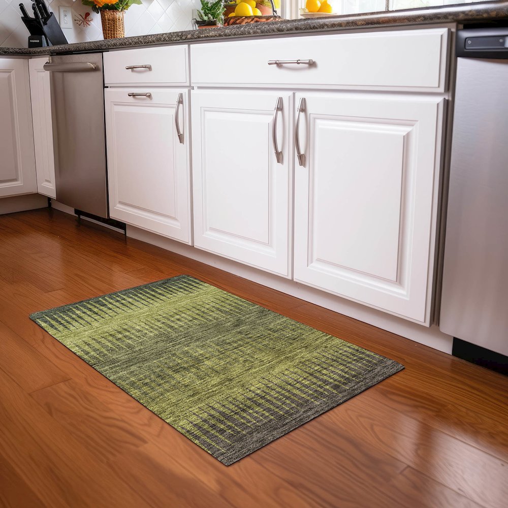 Premium Machine Washable Mayfield AMF886 Olive 1'8" x 2'6" Rug. Picture 5
