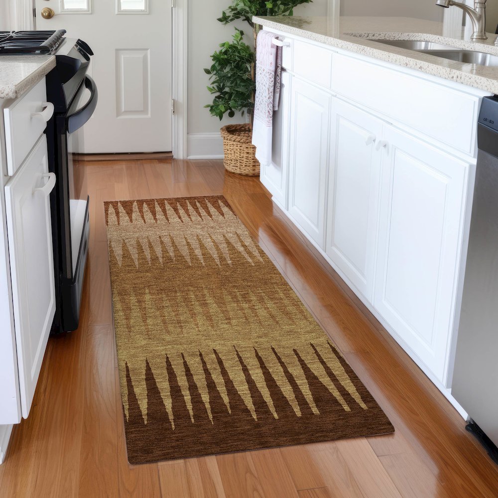 Premium Machine Washable Mayfield AMF886 Paprika 2'3" x 7'6" Runner Rug. Picture 5
