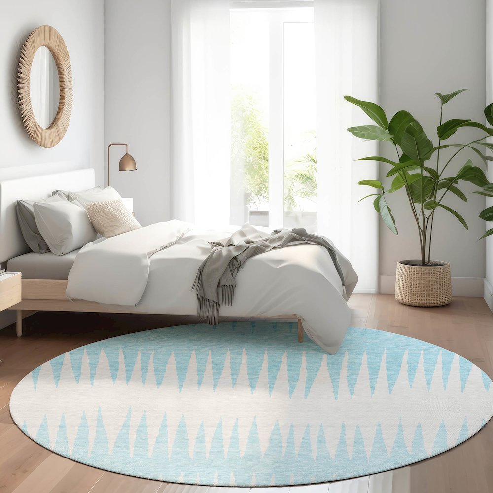 Premium Machine Washable Mayfield AMF886 Sky 8' x 8' Round Rug. Picture 5