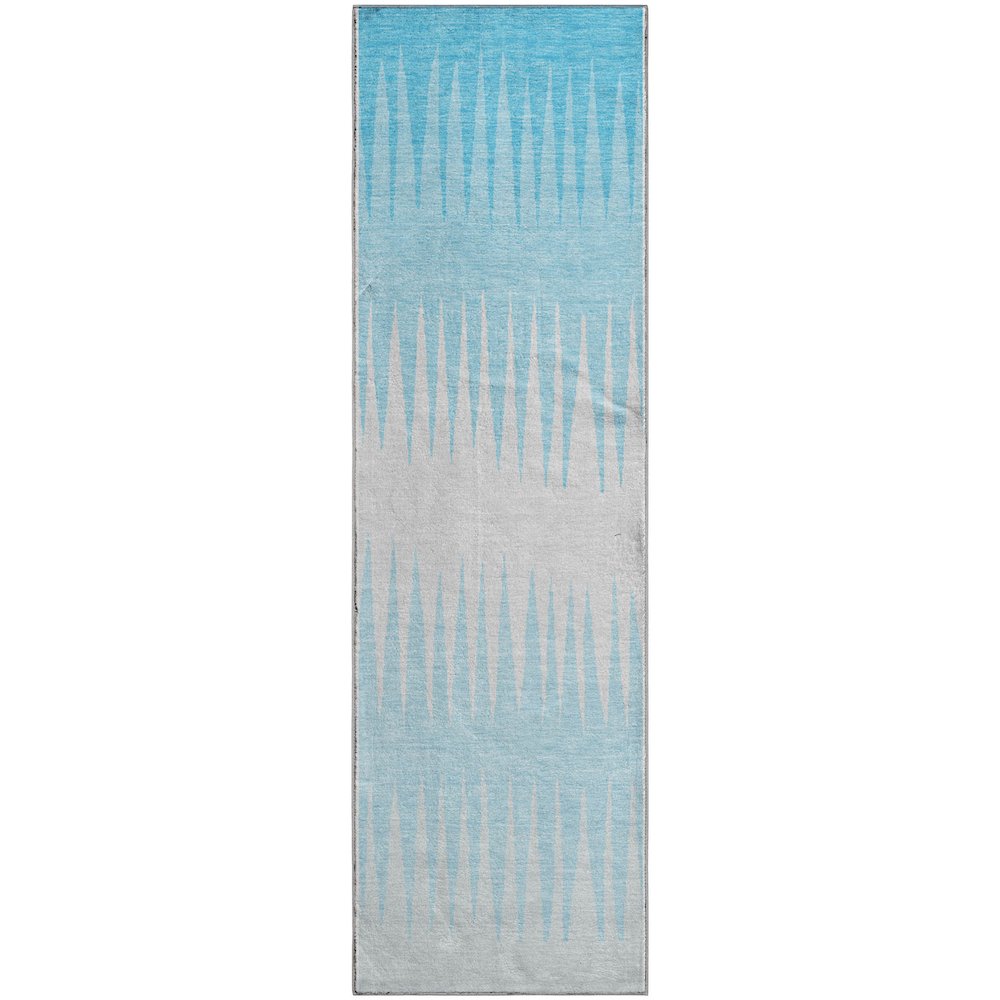 Premium Machine Washable Mayfield AMF886 Sky 2'3" x 7'6" Runner Rug. Picture 1