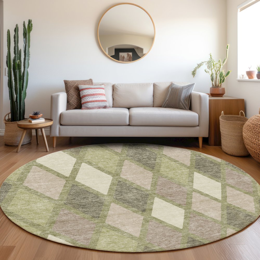 Premium Machine Washable Mayfield AMF887 Aloe 8' x 8' Round Rug. Picture 5