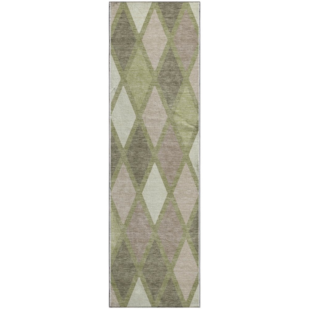 Premium Machine Washable Mayfield AMF887 Aloe 2'3" x 7'6" Runner Rug. Picture 1