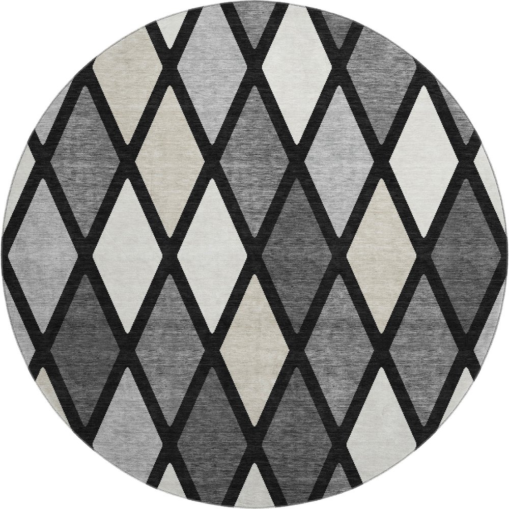 Premium Machine Washable Mayfield AMF887 Black 8' x 8' Round Rug. Picture 1