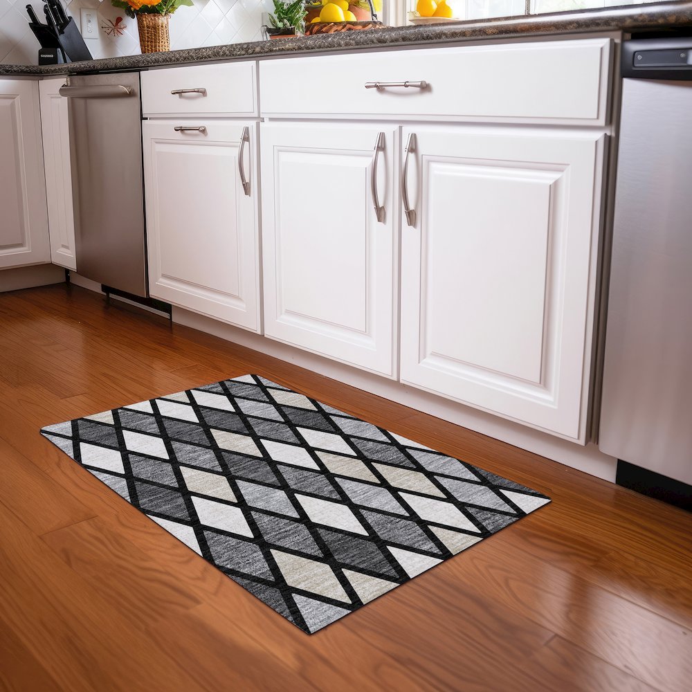 Premium Machine Washable Mayfield AMF887 Black 1'8" x 2'6" Rug. Picture 5
