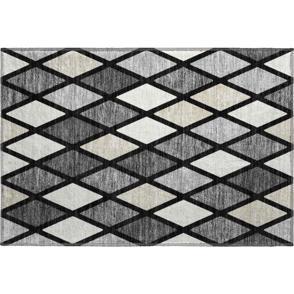 Premium Machine Washable Mayfield AMF887 Black 1'8" x 2'6" Rug. Picture 1