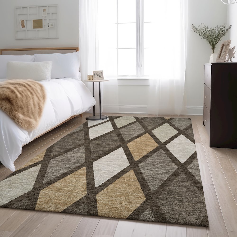 Premium Machine Washable Mayfield AMF887 Brown 2'6" x 3'10" Rug. Picture 5