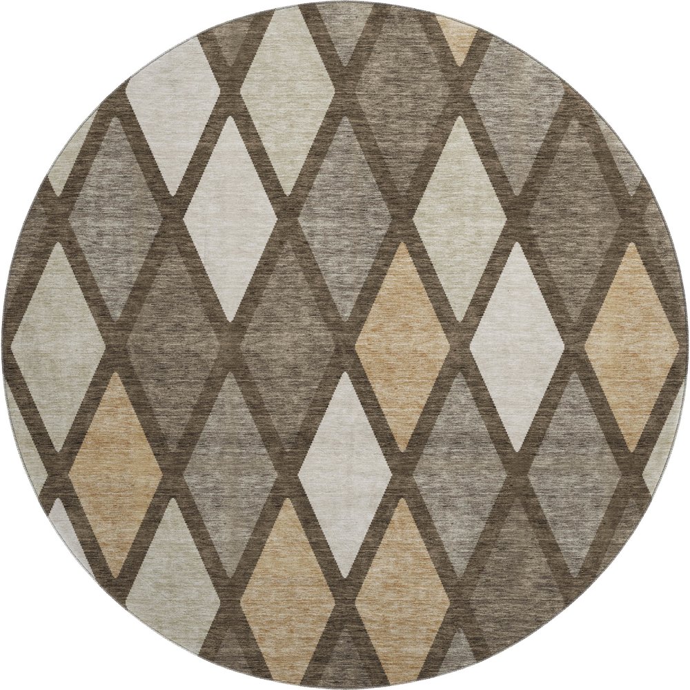Premium Machine Washable Mayfield AMF887 Brown 8' x 8' Round Rug. Picture 1