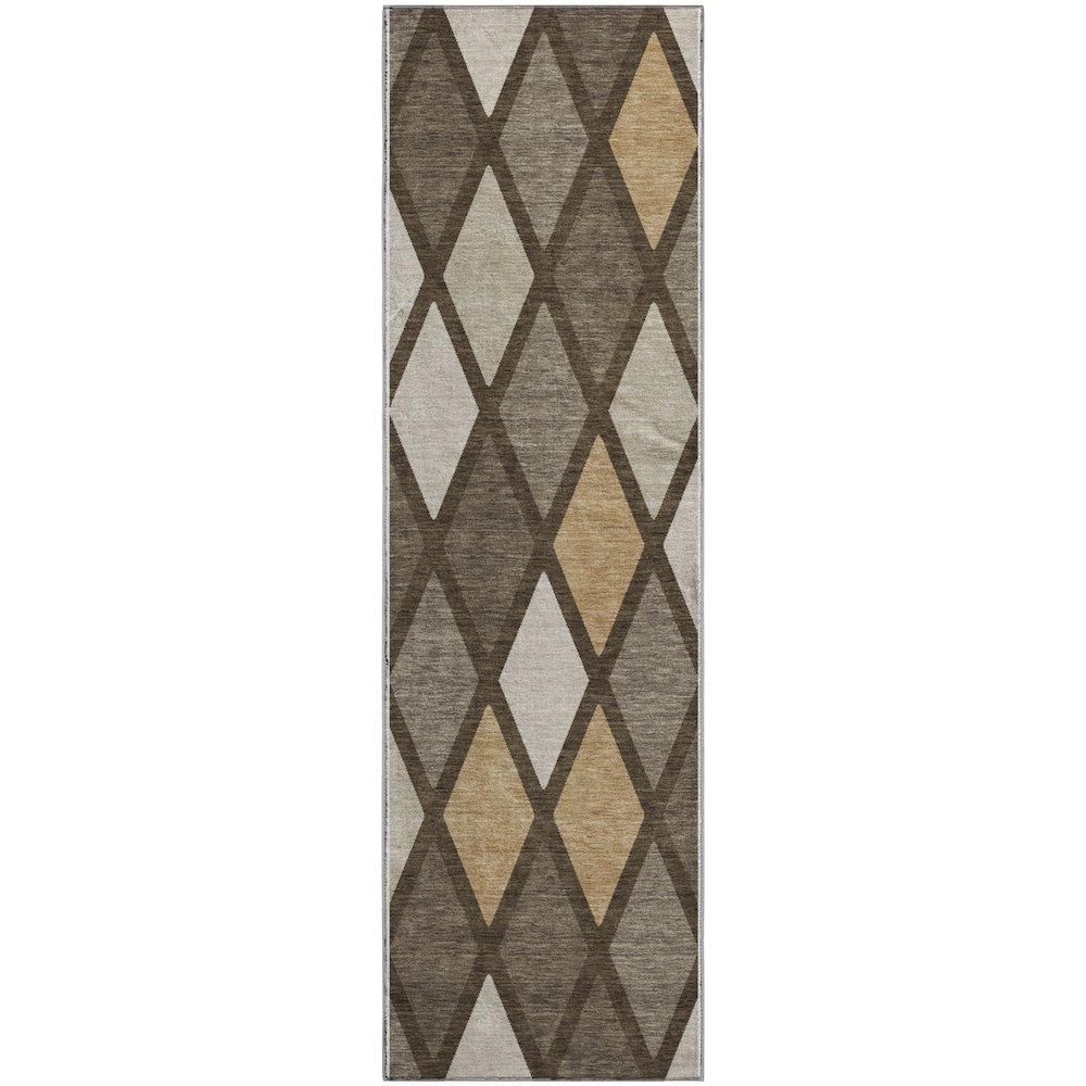 Premium Machine Washable Mayfield AMF887 Brown 2'3" x 7'6" Runner Rug. Picture 1