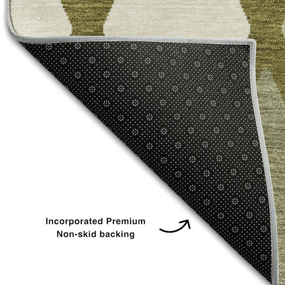 Premium Machine Washable Mayfield AMF887 Olive 1'8" x 2'6" Rug. Picture 2
