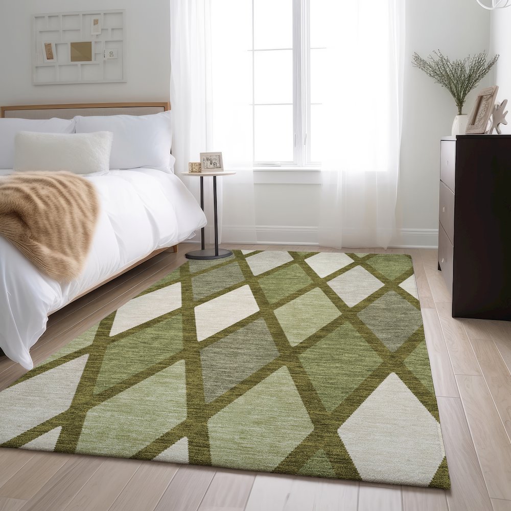 Premium Machine Washable Mayfield AMF887 Olive 2'6" x 3'10" Rug. Picture 5