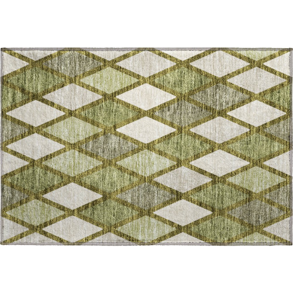 Premium Machine Washable Mayfield AMF887 Olive 1'8" x 2'6" Rug. Picture 1