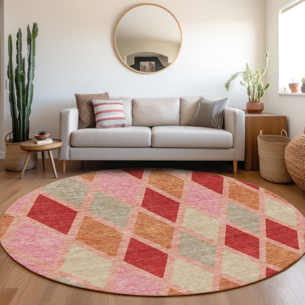 Premium Machine Washable Mayfield AMF887 Pink 8' x 8' Round Rug. Picture 5