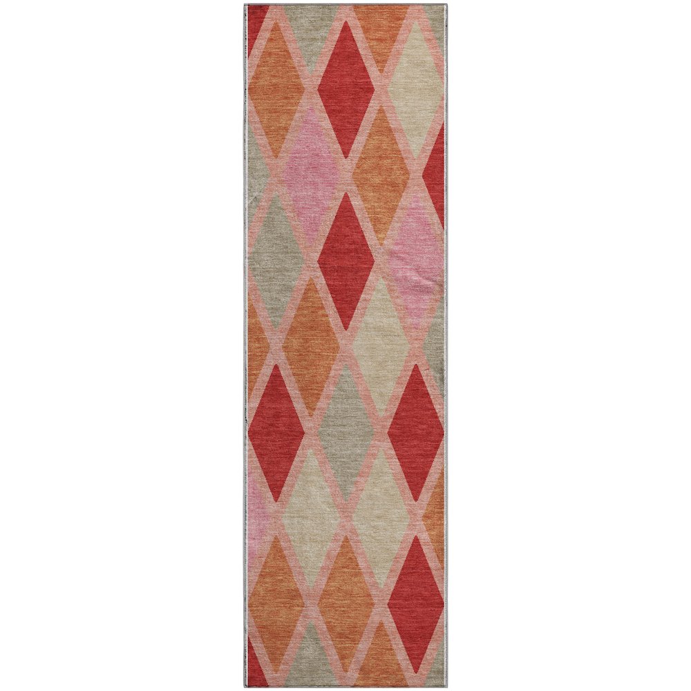 Premium Machine Washable Mayfield AMF887 Pink 2'3" x 7'6" Runner Rug. Picture 1